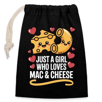 Mac & Cheese Lover - Kawaii Design - Closable cotton gift bag (14x20cm) - black - Front