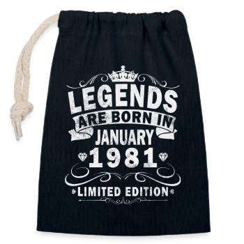 45th Birthday Original January 1981 - Closable cotton gift bag (14x20cm) - navy - Front