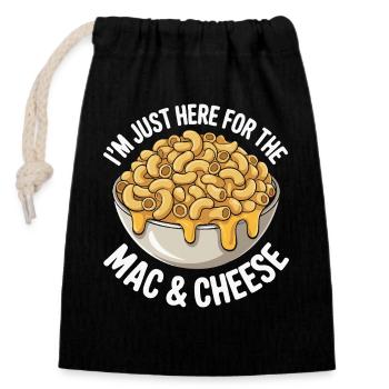 Fan de macaroni au fromage - Je suis juste là - Sac cadeau en coton avec cordon (14 x 20 cm) - noir - Devant