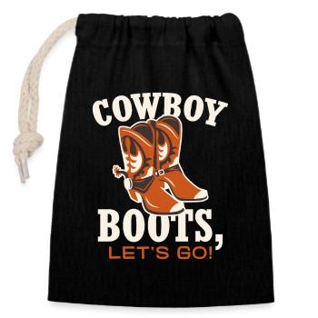 Cowboy Boots Let's Go - Closable cotton gift bag (14x20cm) - black - Front