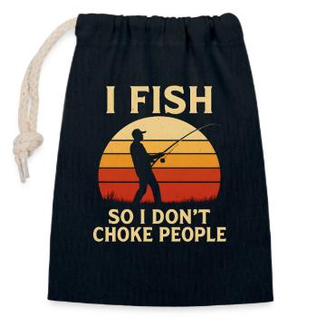 I Fish So I Don't Choke People Angler Spruch Angel - Verschließbarer Geschenkbeutel aus Baumwolle (14x20cm) - Navy - Vorne