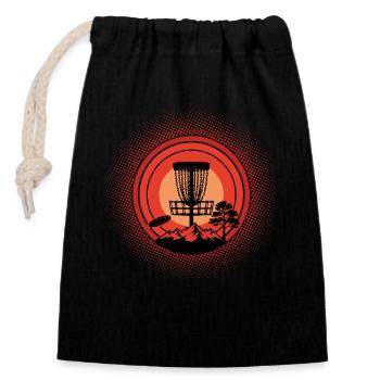 Disc Golf Basket Sunset Flying Disc Mountain Szene - Verschließbarer Geschenkbeutel aus Baumwolle (14x20cm) - Schwarz - Vorne