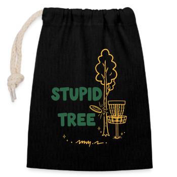 Blöder Baum lustiger Discgolfer Frisbee Golf - Verschließbarer Geschenkbeutel aus Baumwolle (14x20cm) - Schwarz - Vorne