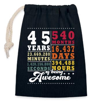 45 Years Forty-fifth Birthday - Closable cotton gift bag (14x20cm) - navy - Front