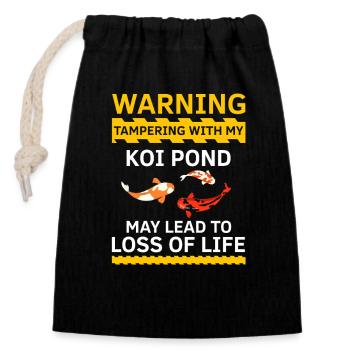 Avertissement Amoureux de l’étang de carpes koi Humour sarcastique des poissons - Sac cadeau en coton avec cordon (14 x 20 cm) - noir - Devant