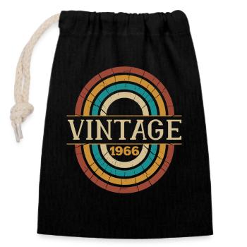 Vintage Geburtstagsgeschenk 1966 Retro Geboren 1966 - Verschließbarer Geschenkbeutel aus Baumwolle (14x20cm) - Schwarz - Vorne