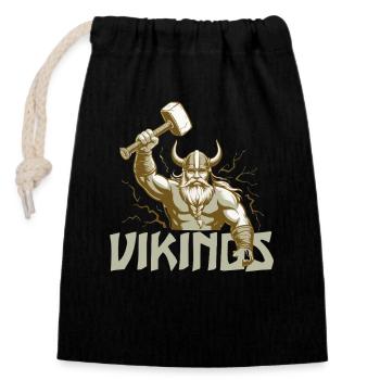 Légende viking viking marin Odin Raven Fighter - Sac cadeau en coton avec cordon (14 x 20 cm) - noir - Devant