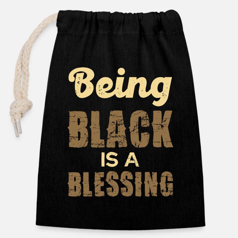 Being Black is a Blessing - Verschließbarer Geschenkbeutel aus Baumwolle (14x20cm) - Schwarz