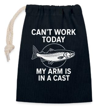 I Can't Work Today My Arm Is In A Cast Angler  - Verschließbarer Geschenkbeutel aus Baumwolle (14x20cm) - Navy - Vorne