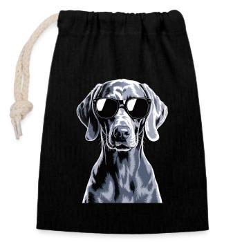 Weimaraner - Sac cadeau en coton avec cordon (14 x 20 cm) - noir - Devant