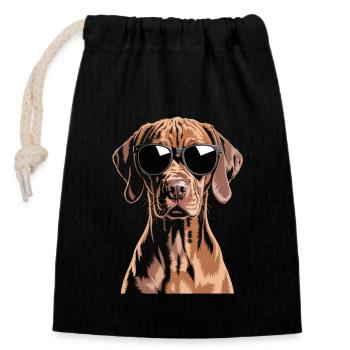 Vizsla - Closable cotton gift bag (14x20cm) - black - Front