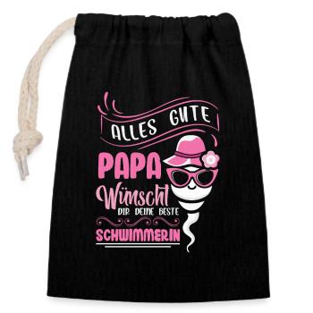All the best dad wishes you your best swimmer - Closable cotton gift bag (14x20cm) - black - Front