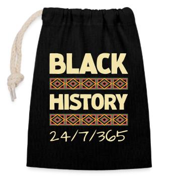 Histoire des Noirs 24h/24/7/365 - Sac cadeau en coton avec cordon (14 x 20 cm) - noir - Devant