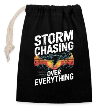  Storm Chasing Over Everything Tornado Jäger - Verschließbarer Geschenkbeutel aus Baumwolle (14x20cm) - Schwarz - Vorne
