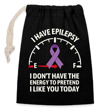 Epilepsy Awareness Energy Gauge Ribbon - Closable cotton gift bag (14x20cm) - black - Front