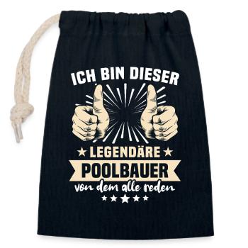 Pool Builder Sayings - Closable cotton gift bag (14x20cm) - navy - Front