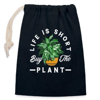 Plant Lover Succulent Gardening - Closable cotton gift bag (14x20cm) - navy - Front