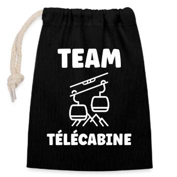 Gondola team - Closable cotton gift bag (14x20cm) - black - Front