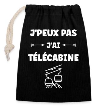 I can't I have a gondola - Closable cotton gift bag (14x20cm) - black - Front