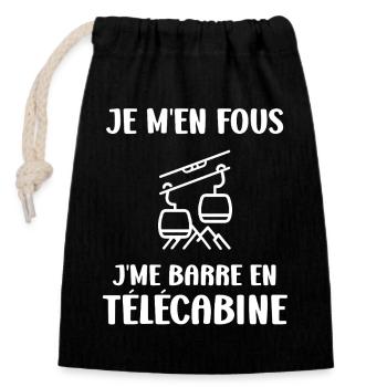 I don't care about gondola - Closable cotton gift bag (14x20cm) - black - Front