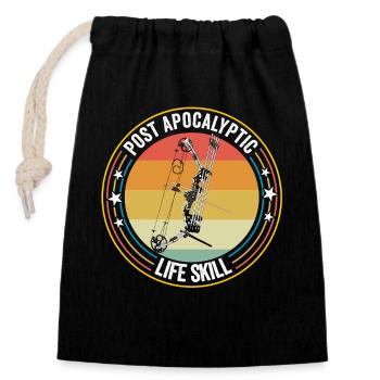 Archery Post Apocalyptic Life Skill - Closable cotton gift bag (14x20cm) - black - Front