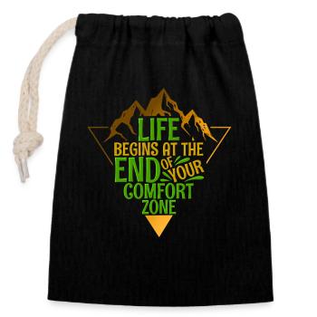 Mountaineering Hiking - Closable cotton gift bag (14x20cm) - black - Front