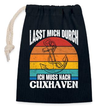 Cuxhavener LET ME THROUGH MUST GO TO CUXHAVEN - Closable cotton gift bag (14x20cm) - navy - Front