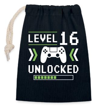 16. Geburtstag Level 16 Unlocked 16 Jahre Gamer - Verschließbarer Geschenkbeutel aus Baumwolle (14x20cm) - Navy - Vorne