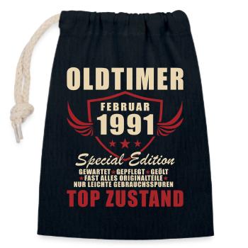 Februar 1991 Geburtstag Legende - Verschließbarer Geschenkbeutel aus Baumwolle (14x20cm) - Navy - Vorne