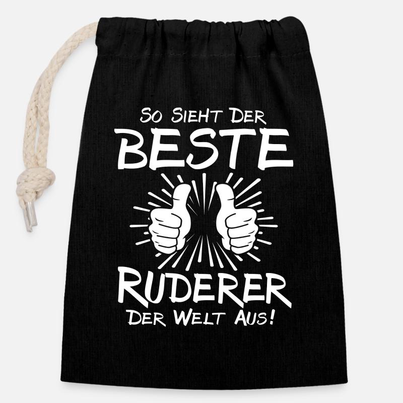 Bester Ruderer - Verschließbarer Geschenkbeutel aus Baumwolle (14x20cm) - Schwarz