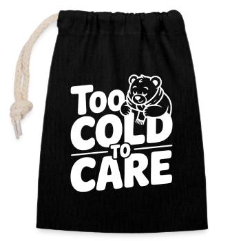 Trop froid pour s’en soucier - Sac cadeau en coton avec cordon (14 x 20 cm) - noir - Devant
