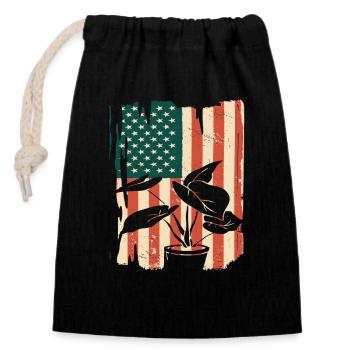 American Flag Plant Lover Gardener - Closable cotton gift bag (14x20cm) - black - Front
