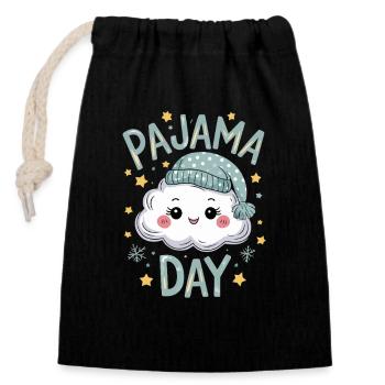  Pajama Day Süße Wolkenfigur Mit Schlafmütze Für - Verschließbarer Geschenkbeutel aus Baumwolle (14x20cm) - Schwarz - Vorne