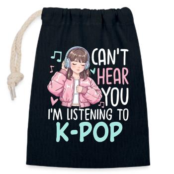 Je ne t’entends pas en écoutant de la K-Pop - Sac cadeau en coton avec cordon (14 x 20 cm) - bleu marine - Devant