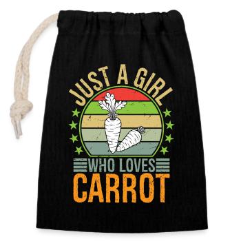 Just A Girl Who Loves Carrot Cute Carrot Lover - Closable cotton gift bag (14x20cm) - black - Front