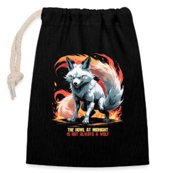 Kitsune Mythologische Kreaturen - Verschließbarer Geschenkbeutel aus Baumwolle (14x20cm) - Schwarz - Vorne