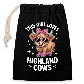 Dictons des Highlands Cattle Drôle Don Highland Cattle - Sac cadeau en coton avec cordon (14 x 20 cm) - noir - Devant