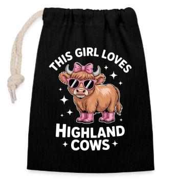 Dictons des Highlands Cattle Drôle Don Highland Cattle - Sac cadeau en coton avec cordon (14 x 20 cm) - noir - Devant