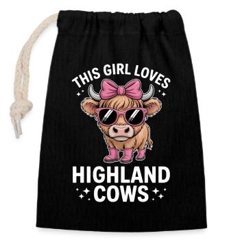 Dictons des Highlands Cattle Drôle Don Highland Cattle - Sac cadeau en coton avec cordon (14 x 20 cm) - noir - Devant