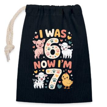 Birthday 7 years: Animal print - Closable cotton gift bag (14x20cm) - navy - Front