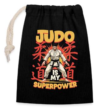 Le judo est mon super-pouvoir - Sac cadeau en coton avec cordon (14 x 20 cm) - noir - Devant