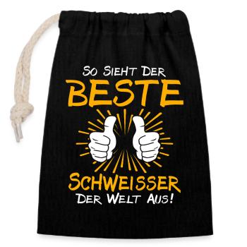 Welder gift idea - Closable cotton gift bag (14x20cm) - black - Front