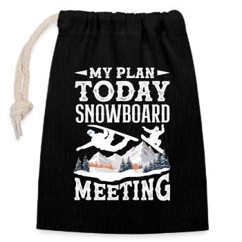 Télésiège de réunion de snowboard snowboard - Sac cadeau en coton avec cordon (14 x 20 cm) - noir - Devant