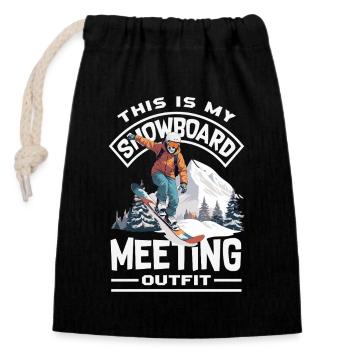 Télésiège de réunion de snowboard snowboard - Sac cadeau en coton avec cordon (14 x 20 cm) - noir - Devant