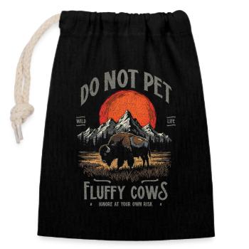 Les bisons vintage ne caressent pas les vaches duveteuses Bizons drôles - Sac cadeau en coton avec cordon (14 x 20 cm) - noir - Devant