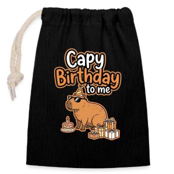 Capy Birthday Party Motif - Closable cotton gift bag (14x20cm) - black - Front