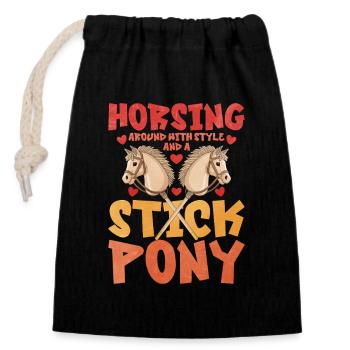S’amuser Stick Pony Hobby Cavalier - Sac cadeau en coton avec cordon (14 x 20 cm) - noir - Devant