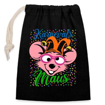 Karnevals Maus | Big Face Kostüm Verkleidung - Verschließbarer Geschenkbeutel aus Baumwolle (14x20cm) - Schwarz - Vorne