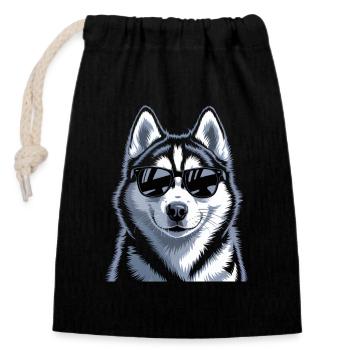 Husky - Closable cotton gift bag (14x20cm) - black - Front