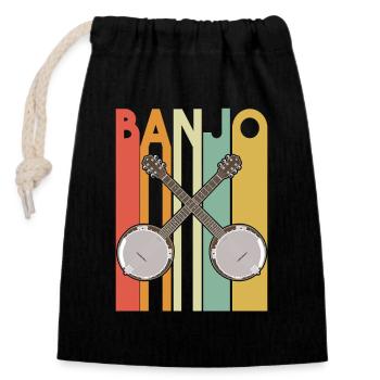 Crossed Banjos Retro Vintage - Closable cotton gift bag (14x20cm) - black - Front